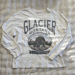 Abercrombie & Fitch White Glacier Montana Long Sleeve Tee